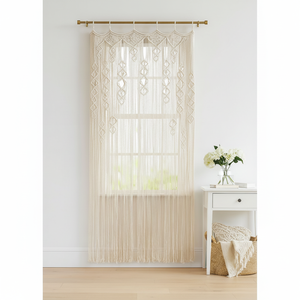 new style Handmade <b>Macrame</b> Cotton <b>Cord</b> Wedding Backdrop <b>for</b> Window and Door Curtains & Valances - Product Image 1