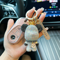 Nouveau porte-clés Ours incrusté de diamants, porte-clés de voiture avec plaque de numéro, Ours Violent en diamant, pour sac cadeau