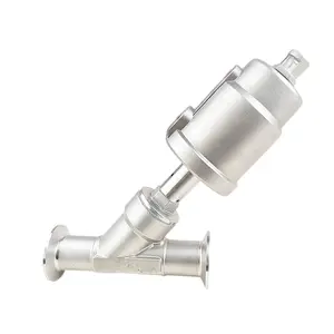 2/2 Way Sanitary Tri-clamp Connection Stainless Steel Food Grade Y Piston Pneumatic Angle Seat Valve