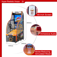 Machine de jeu d'arcade de basket-ball Cyber Hoop avec structure métallique, interface en anglais, écran 65 pouces, fonctionnement à monnayeur, puissance 380W