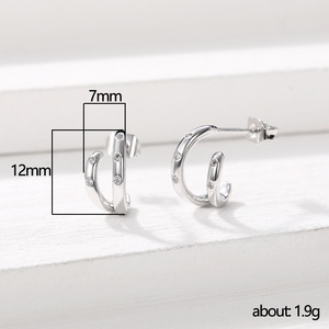 Eleganti Orecchini a Doppio Cerchio Geometrici con Zirconi, Gioielli Minimalisti da Donna, per Uso Quotidiano, Regalo Chic - Product Image 3