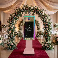 Cabina de Fotos Portátil Lista para Alquilar, Incluye Software Gratuito, Luz RGB, Espejo Mágico de 32 Pulgadas