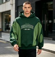 Sweat à capuche vintage surdimensionné personnalisé avec impression DTG Kornit et motif lettres universitaires pour un style urbain