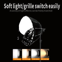 Boîte à lumière portable de 90 cm, petite et souple, à bouche profonde parabolique pour prise de vue en direct, avec LED à chargement rapide et matériau en nylon
