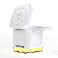 Station de charge sans fil Qi portable 3 en 1, pliable, pour téléphone, montre et écouteurs, avec entrée Type C et lumière ambiante