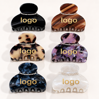 Pince à cheveux en acétate Ume avec logo personnalisé, 5,7 cm, strass, écaille de tortue, petite pince à cheveux pour femmes, accessoires pour cheveux en gros
