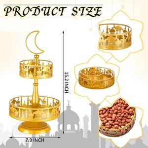Bandeja Metálica Decorativa para Eid Mubarak, Soporte para Pastel Dorado, Bandejas Decorativas para Ramadán, Soporte para Cupcakes, Bandeja de Dos Niveles para Galletas - Product Image 5