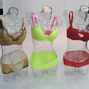 Manequim de plástico transparente, roupa íntima para mulheres, modelo de manequim