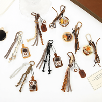 Nouveau design vintage mini porte-clés en résine pain et café, corde tressée à la main, breloque de sac personnalisée mignonne, vente en gros
