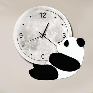 Muestra gratis creativo lindo Panda Reloj de pared silencioso habitación de niños nórdicos Simple reloj de dibujos animados Reloj de pared para sala de estar - Product Image 2