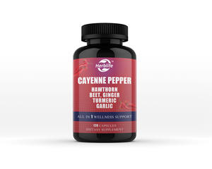 Cápsulas de Pimienta Cayenne OEM con Ajo, Jengibre, Espino Blanco, Cúrcuma, Raíz de Remolacha y Extracto de Pimienta Negra, Antioxidante, Energía Diaria - Product Image 1