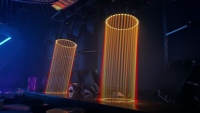 Anneau LED cinétique RGBW DMX de 1m, 1.2m, 1.5m avec 3 moteurs de levage pour effet de faisceau circulaire
