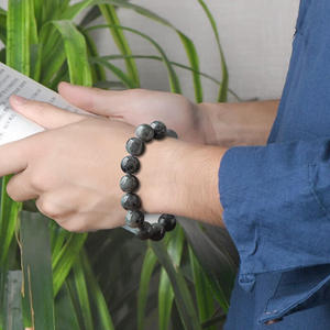 Bracelet en jade noir naturel authentique, pour hommes et femmes, vente en gros de jade général SL135 - Product Image 4