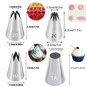 Stainless Steel Piping Tips Set 1M 2F 2D 853 6B 127 Reusable Cake Decorating Tools for Butter Icing - Product Image 3