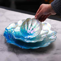 Snw Uniek Ontwerp Gegalvaniseerde Gradiënt Gekleurde Shell Vorm Decoratieve Opslag Sieraden Fruit Trays Serveren Glasplaat