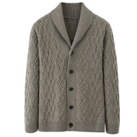 Cardigan 100 % Laine avec Logo Personnalisé, Couleur Unie, Tricoté, Col Montant, Veste en Laine pour Homme, Manteau Épais 5gg, Haut en Laine Chaud pour l'Hiver