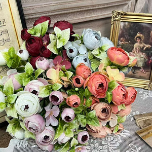 Bouquet de roses artificielles 10 têtes, fleurs en soie faites à la main, décoration de mariage et de maison - Product Image 1