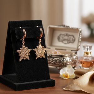 Citrine CZ Stone Sheriff Star Design Turkish Elegant Wholesale 925 Sterling <b>Silver</b> Jewelry <b>Dangle</b> <b>Earrings</b> - Product Image 3