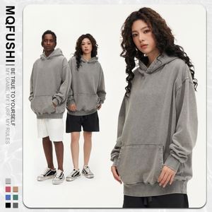 Sweat à capuche Hip Hop en molleton 100% coton, coupe oversize, style streetwear, vintage délavé à l'acide, personnalisable pour hommes - Product Image 3