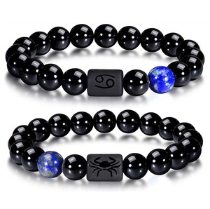 Pulseras de Cuentas de Ágata Negra de 8 mm y Piedra de Ojo de Tigre Amarillo al Por Mayor para Hombres y Mujeres, Cadenas de Mano Elásticas para Parejas - Product Image 2