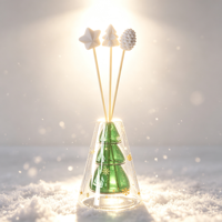 Diffuseur d'arômes en verre double couche en forme de sapin de Noël, construction en plâtre, sans alcool, écologique, longue durée