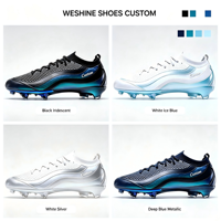 Chaussures de football à tige basse en maille Flyknit irisées, semelle intermédiaire en EVA électroplaqué, crampons tout-terrain pour extérieur