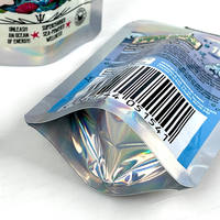Sachet holographique personnalisé de haute qualité avec fente Euro et fermeture éclair refermable pour l'emballage de bonbons à la mousse de mer