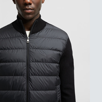 Ventes en gros de sweats d'hiver unisexes personnalisés en duvet, tricotés avec fermeture éclair, veste chaude pour homme, col montant, vestes en duvet tricotées