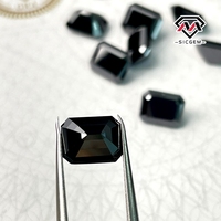 Pierre de moissanite de taille émeraude créée en laboratoire SICGEM, couleur noire, jeu de couleurs/effet de feu VVS, certifiée par un tiers, taille personnalisée, en vrac