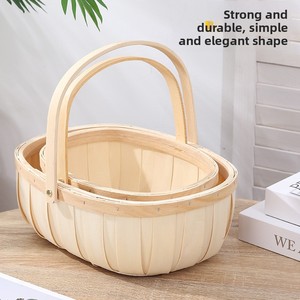 Handwoven Wooden Modern Minimalist Flower Fruit & Vegetable <b>Storage</b> <b>Basket</b> Hand-Held & Hand-Braided Design - Product Image 4