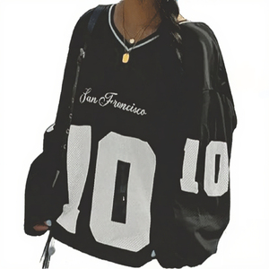 カスタムユニセックスプリントストリートウェアアメリカンフットボールジャージ刺繍パッチレターロゴチームユニフォーム通気性100%ポリエステル - Product Image 3