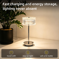 Lampe de table en cristal de style nordique, cadre en métal, lumière LED à intensité variable tactile, lampe décorative pour chambre à coucher et salon