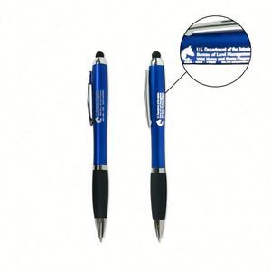 Cheap Led Light up Printing Logo Plastic Blue Writing Ballpoint Pen - Product Image 1