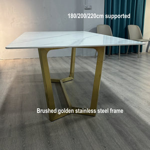 <span class=keywords><strong>Tavolo</strong></span> da pranzo con struttura in acciaio inox di lusso in pietra sinterizzata Top moderno casa Hotel mobili assemblati stabile per la casa - Product Image 5