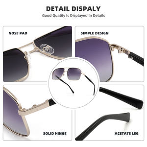 Lunettes de soleil polarisées de marque surdimensionnées tendance, logo personnalisé, lunettes de soleil unisexes funky, monture en PC+métal, verres en plastique, 2022 - Product Image 3