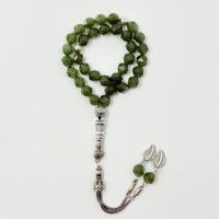Bracelet de prière islamique, maillot de bain, jade 8 mm, 33 pièces, argent 925, Subha Misbaha, perles de pèlerinage musulmanes, Kerbai Tasbih, chapelet