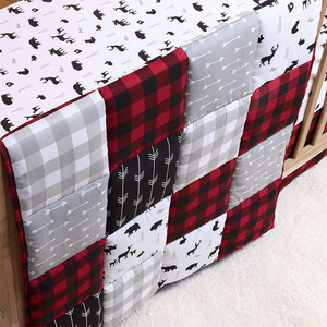 Baby Bed <strong>Bumpers</strong> Cotton Soft <strong>Breathable</strong> Sheet Plaid Comforter Baby <strong>Cot</strong> Bedding Sets - Product Image 3