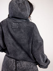 Sweat-shirt surdimensionné personnalisé vintage délavé à l'acide en coton épais et polaire, effet délavé, pull-over streetwear <span class=keywords><strong>pour</strong></span> femme, OEM - Product Image 5