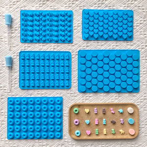 1 takım silikon şeker kalıbı çikolata puding bisküvi kalıpları dinozor, oyuncak ayı, silindir, çörek ve kalp şeklinde pişirme kalıpları - Product Image 4