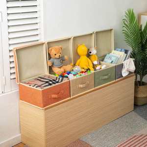 Fabric Baskets for Shelves Organising Clothes Wardrobe Storage <b>Boxes</b> with Lid - Product Image 6