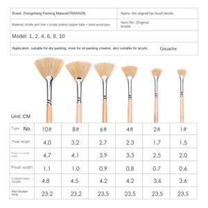 Zhongsheng stylo éventail simple queue de poisson pour <span class=keywords><strong>pinceau</strong></span> à huile Gouache <span class=keywords><strong>aquarelle</strong></span> peinture brosse à poils d'éventail Durable - Product Image 2