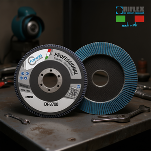 Disque à lamelles professionnel Fervi DF8700.117, disque abrasif sans fer bleu, fabriqué en Italie - Product Image 2