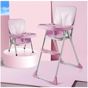 كرسي أطفال عالي قابل للطي خفيف الوزن وعصري متعدد الوظائف للاستخدام في غرفة المعيشة مع ميزات أمان مصنوع من مادة البولي بروبيلين للأعمار من 1-6 سنوات - Product Image 3