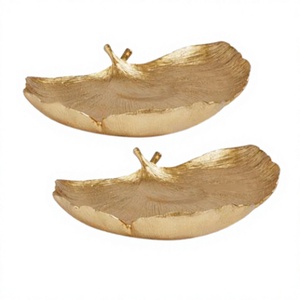 Plato para servir comida con forma de hoja de último diseño, Juego de 2 dátiles de aluminio, plato para servir aperitivos para los más vendidos - Product Image 1
