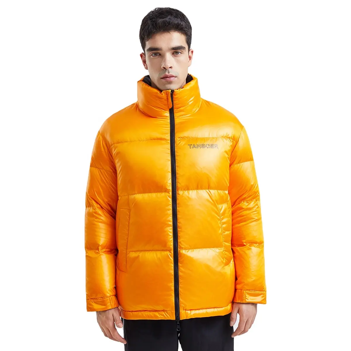 Reversible plus size men shiny puffer jacket custom winter down coat unisex winter apparel