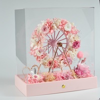 Hortensia et Rose grande roue fleur préservée pour décoration roses fleurs grande roue acrylique roses boîte