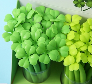 Creative Four Leaf Clover <b>Green</b> Slim Promotional Flower Silicone <b>Pen</b> Lovely Stationery Gifts For Students And Children - Product Image 3