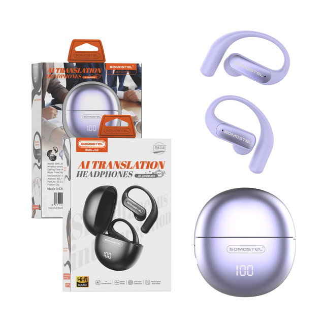 Somostel New AI Intelligent Real-time Online Translation BT Headset Wireless True Stereo Ear-hook Headphones Smart Auriculares