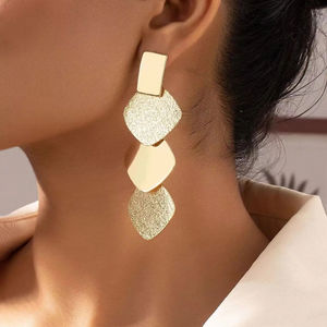 أقراط هندسية مربعة من الأكريليك على شكل فيونكة دائرية، أقراط طويلة على شكل قلب مع قلادة متدلية، أقراط كريستال دائرية للنساء - Product Image 2