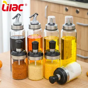 Leylak BSCI SGS LFGB 220ml 500ml cam yağ dağıtıcı salsa vidrio dispensador de para especias salsas sal aceite dispensador